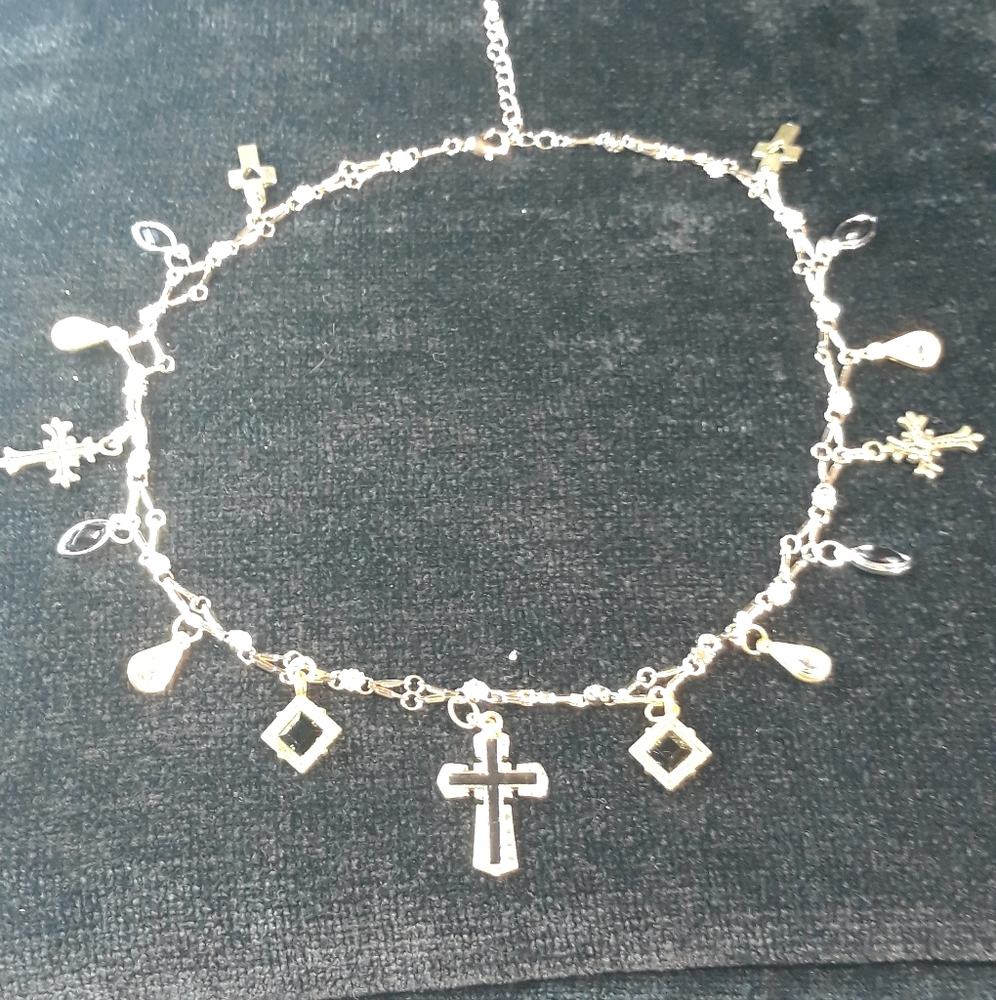 Multiple crosses and other jeweled charms